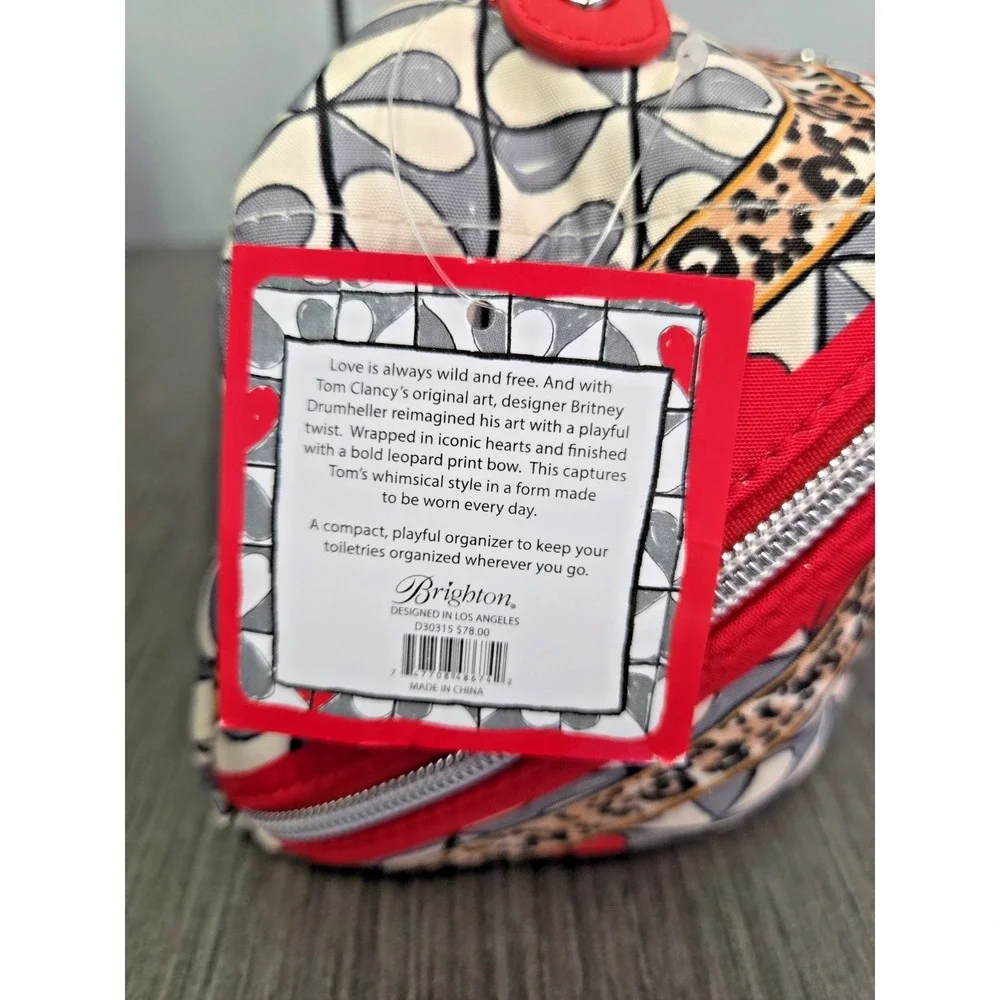 NWT Brighton Wild Love Cosmetic Bag Travel Bag Hearts Leopard w/ bonus pouch $78
